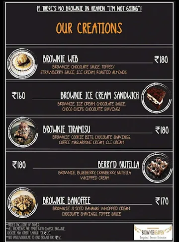 Brownie Heaven menu 