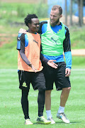 Mamelodi Sundowns' forwards Percy Tau and Jeremy Brockie during the club's media open day at their training base at Chloorskop on February 07, 2018. 