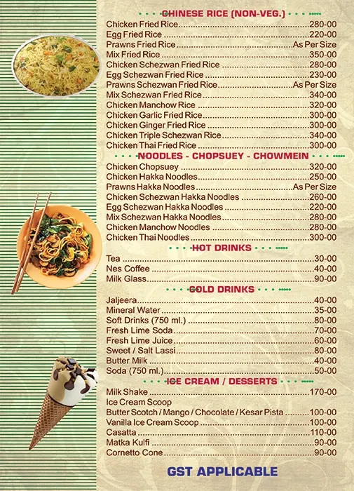 Hotel Vijay Sagar menu 