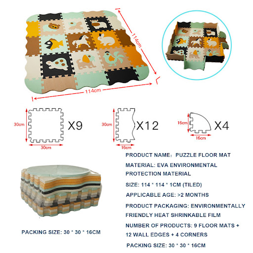 Title 4, Foam Floor Mat for Baby Crawling, Interlocking ...