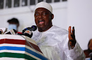 Gambia’s president-elect Adama Barrow gives a victory speech in Banjul, Gambia December 5, 2021. 