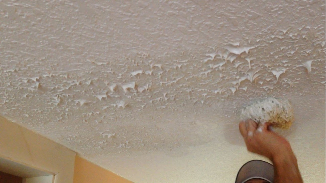 How to use a sponge to match knockdown texture on a ceiling repair 