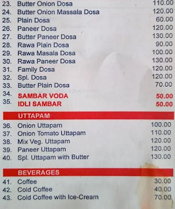 Krishna Restaurant menu 