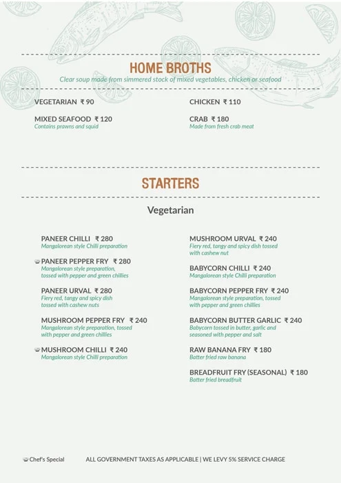 The Konkan - Seafood Restaurant menu 