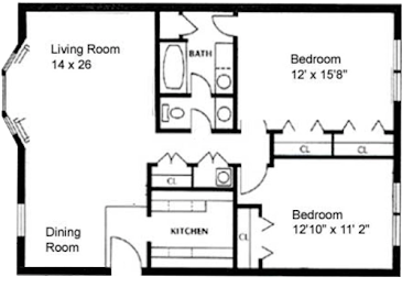 2 Bed 1 Bath