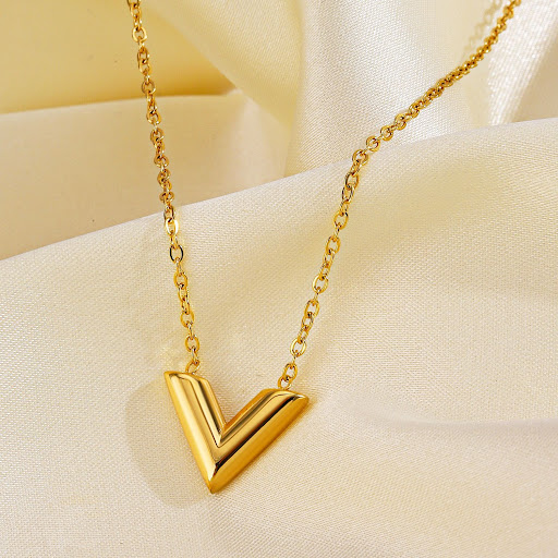 Title 3, Gold-plated Stainless Steel V-shaped Jewelry Se...