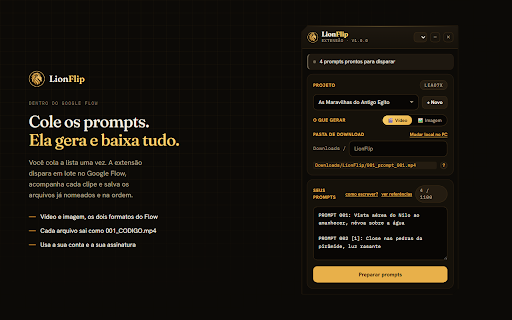 LionFlip — Lote e download para Google Flow (Veo 3) screenshot 1