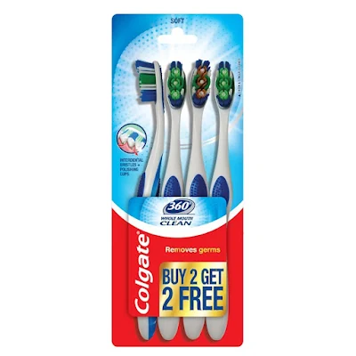 COLGATE 360 VISIBLE WHITE MEDIUM TOOTH BRUSH 2+2 OFFER