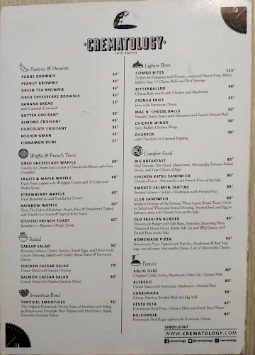 Crematology Coffee Roasters menu 