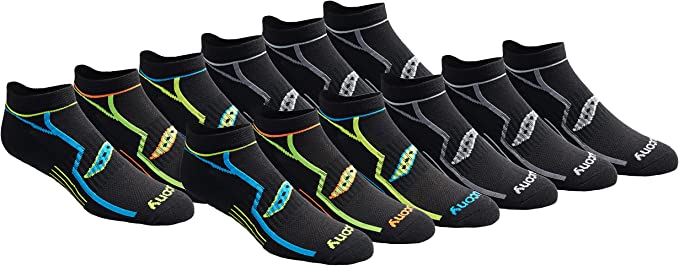 Saucony Men's Multi-pack Bolt Performance Comfort Fit No-Show Socks