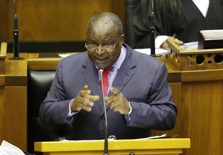 Finance minister Tito Mboweni delivers his 2021 budget speech in parliament in Cape Town on February 24 2021.