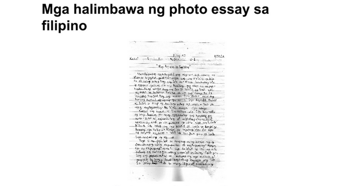 photo essay filipino tagalog