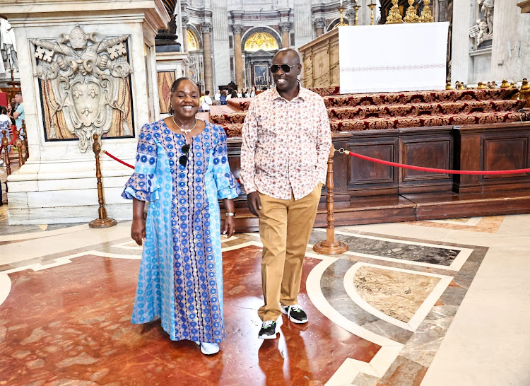 Pastor Dorcas Rigathi and Deputy President Rigathi Gachagua in Rome, Italy on July 26, 2023.