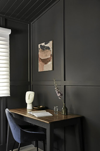 A corner of the main bedroom has been turned into a study nook.