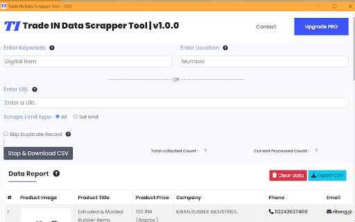 Trade IN Data Scrapper Tool