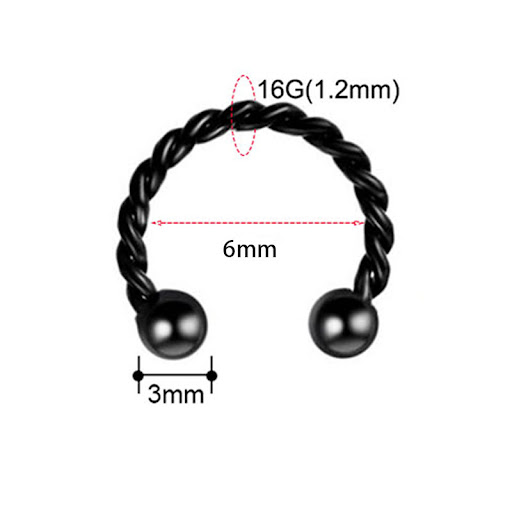 Title 6, Stainless Steel Nose Ring Twist Horseshoe Bar N...