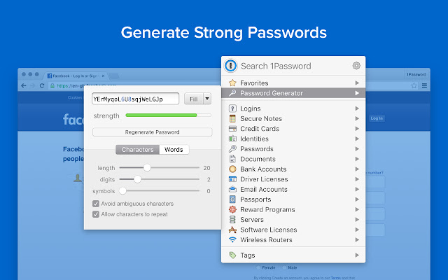 1Password extension (desktop app required)