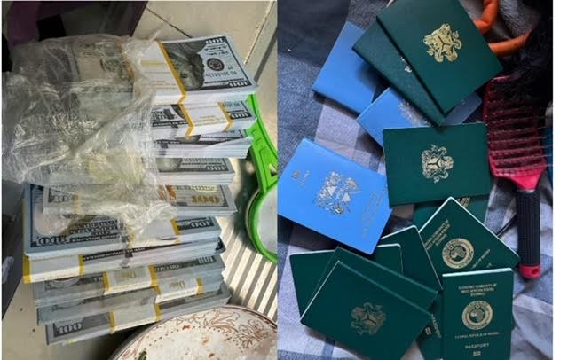 Some of the fake cash and passports seized in the operation in Nairobi in March
