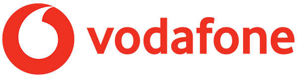 빨간색 원과 빨간색 'vodafone' 텍스트