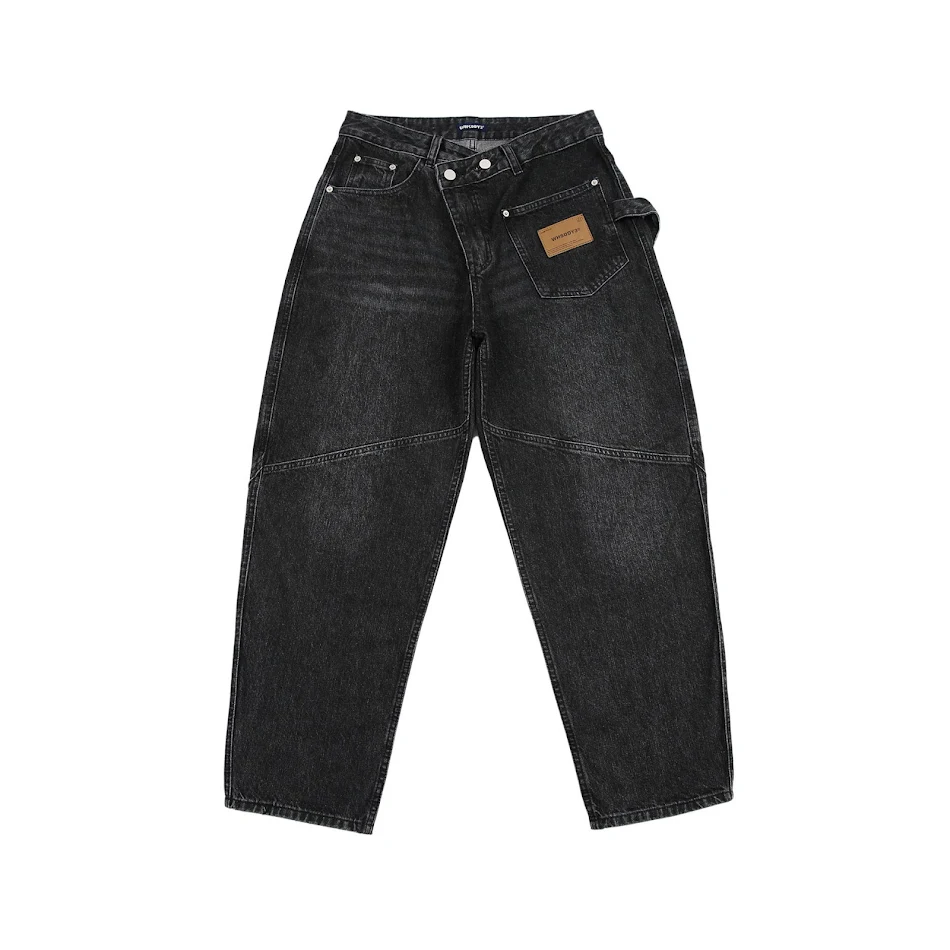 Jeans Cargo Retro con Diseño de Bolsillo Oblicuo y Lavado Intenso, Estilo Casual con Comodidad y Durabilidad para el Uso Diario.