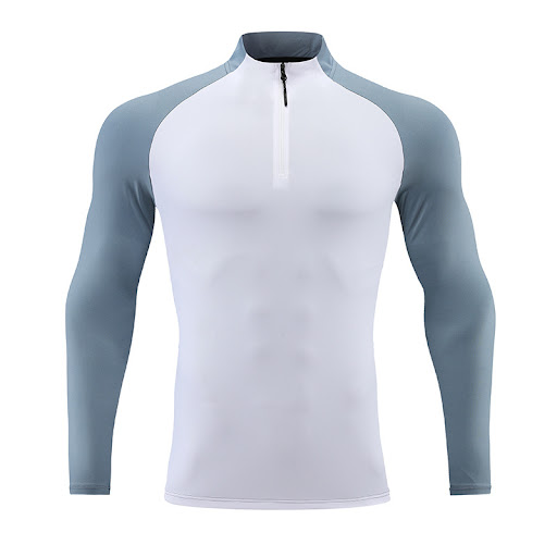 Title 2, Mock Neck Half-zip Solid Color Gym Suit for com...