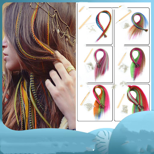 Title 1, Bandes dextensions de cheveux en plumes coloré...