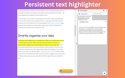 domainNote - website sticky notes in side panel Preview 4