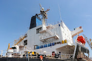 Greek-flagged bulk cargo vessel Sea Champion is docked at the port of Aden, Yemen to which it arrived after being attacked in the Red Sea in what appears to have been a mistaken missile strike by Houthi militia on February 21 2024. 