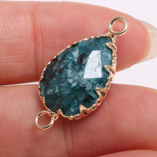 Title 5, Drop Shaped Faceted Natural Stone Connector for...