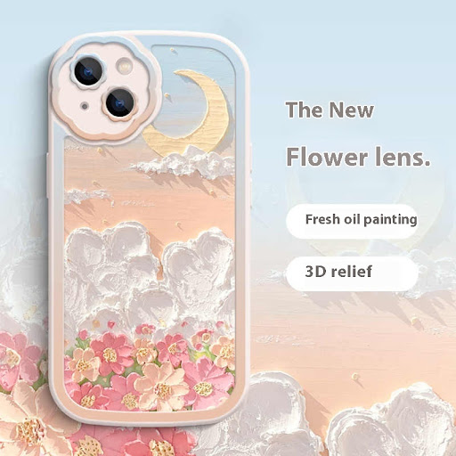 Title 3, Oil Painting Flower Lens All Inclusive Phone Ca...