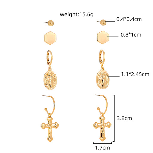 Title 2, Religious Cross Multi-element Set Earrings — Ex...