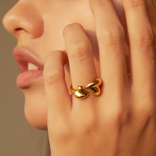 Title 13, 18K Gold Cool Style Simple Titanium Steel Ring ...