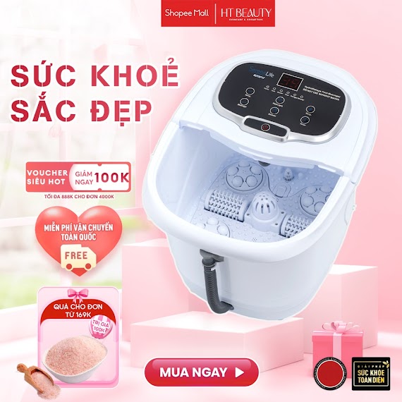 Bồn Máy Ngâm Chân Con Lăn Massage Tự Động Serenelife Sl12 Của Nhà Ht Beauty, Nước Nóng Thư Giãn Bàn Chân Tự Động Massage