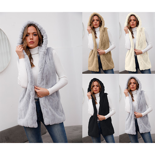 Title 2, Hooded Vest Women Spring And Autumn Faux Fur Au...