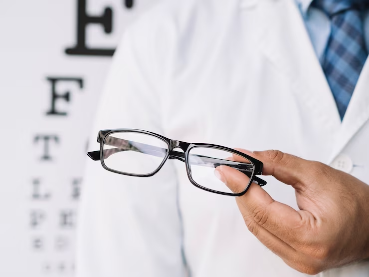 Male doctor holding eyeglasses - Exploring optometry as a rewarding healthcare career alternative.