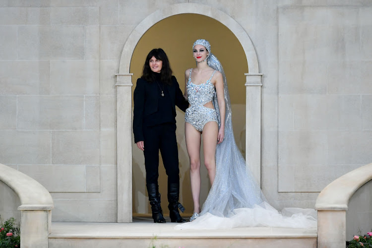 Virginie Viard acknowledges the crowd during the Chanel Haute Couture Spring/Summer 2019 show as part of Paris Fashion Week on January 22 2019 in Paris, France.