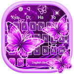 Cover Image of Скачать Neon Purple Butterfly Keyboard Theme 10001003 APK