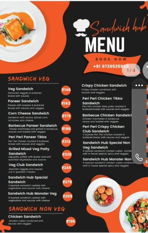 Raj Sandwich Hub menu 