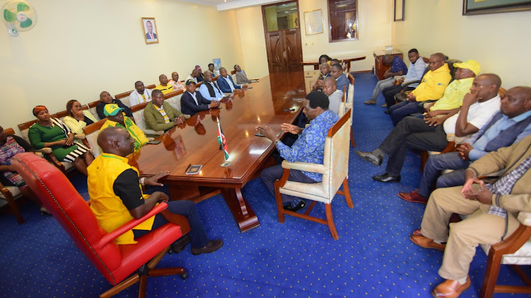 Members of County Assembly from Kiambu during a meeting DP William Ruto at his Karen residence on March 12, 2022.