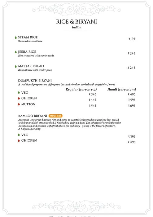 Kalpak Restaurant & Cafe menu 