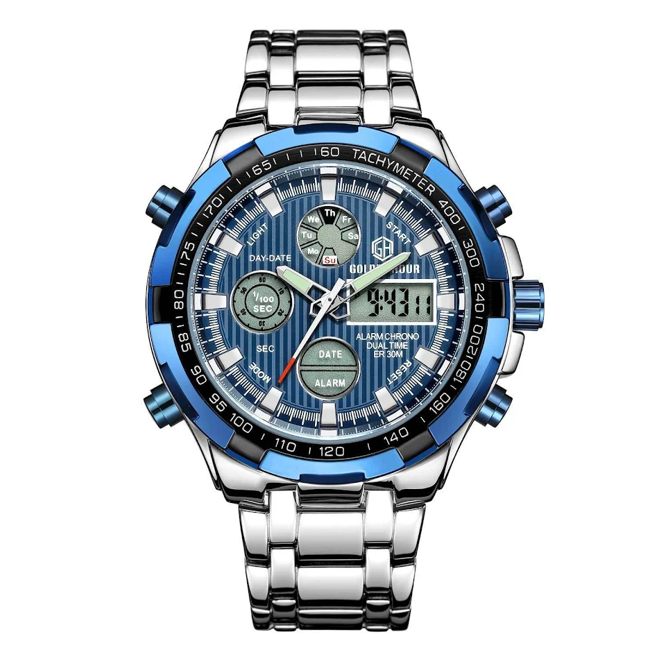 Men's Calendar Alloy Sports Multi-function Watch. Built for active lifestyles. Durable design with multiple functions, p