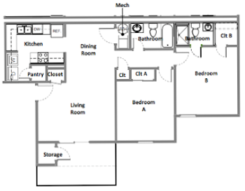 Go to Two Bed, Two Bath Floorplan page.