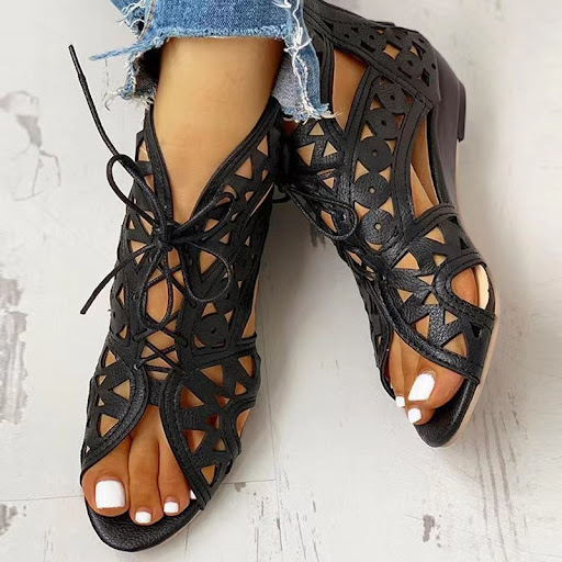 Title 7, Womens Cutout Sandals Fashion Low Heel Lace-up...
