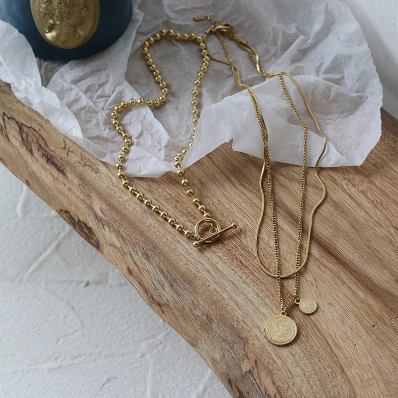 Double Coin Round Necklace
