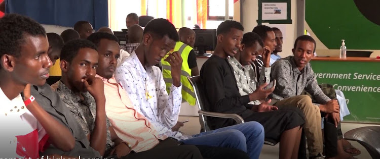 Students from various colleges and universities from Garissa at the Huduma center on Saturday, May 28.