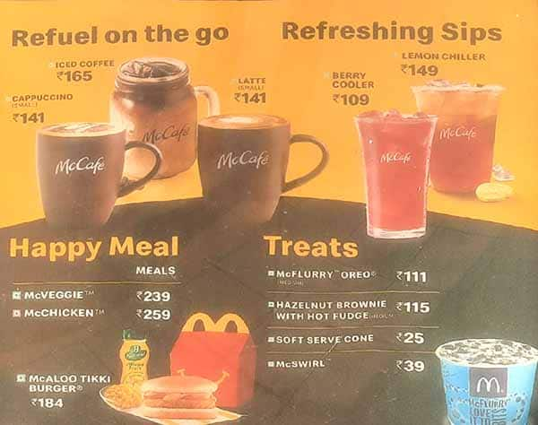 McDonald's menu 