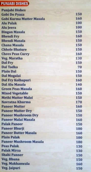 Vaibhav Restaurant menu 