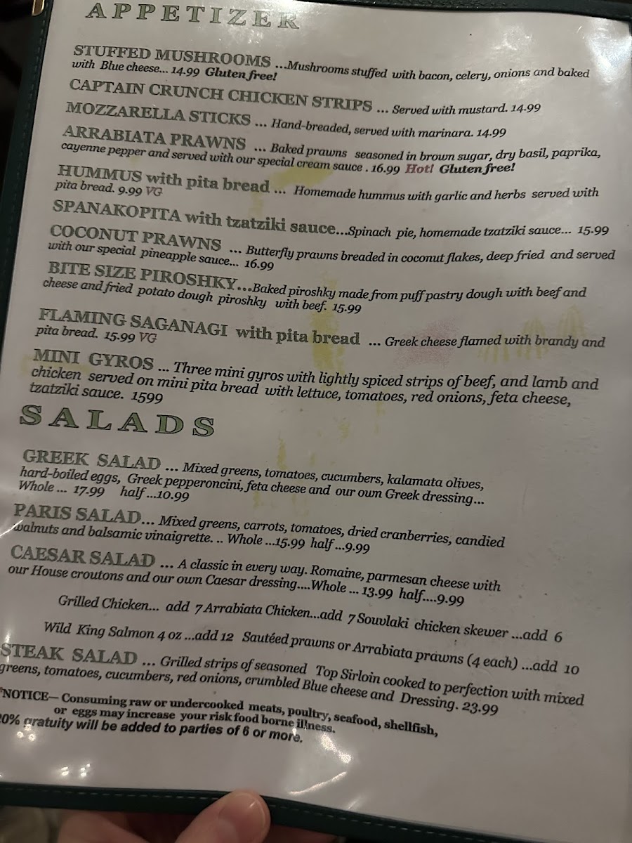 Inna's Cuisine gluten-free menu