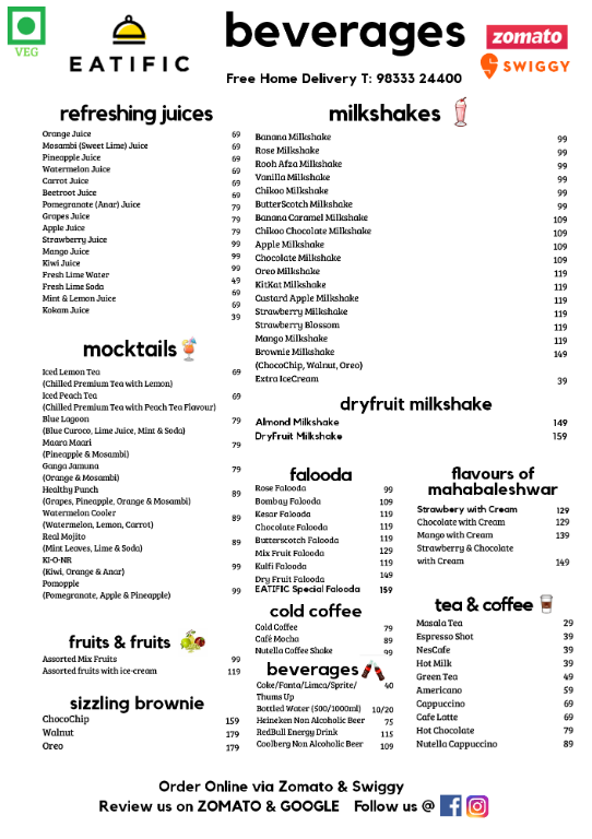 Eatific menu 