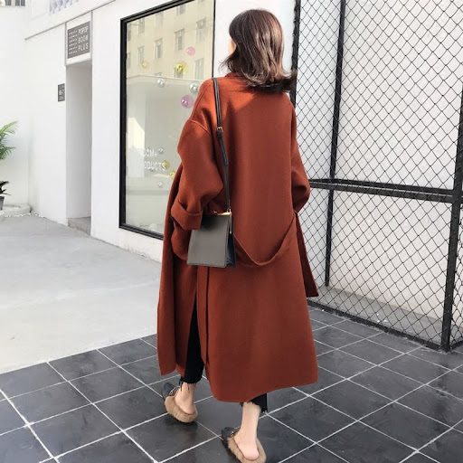 Title 2, Mid-length Korean loose student slim woolen coa...